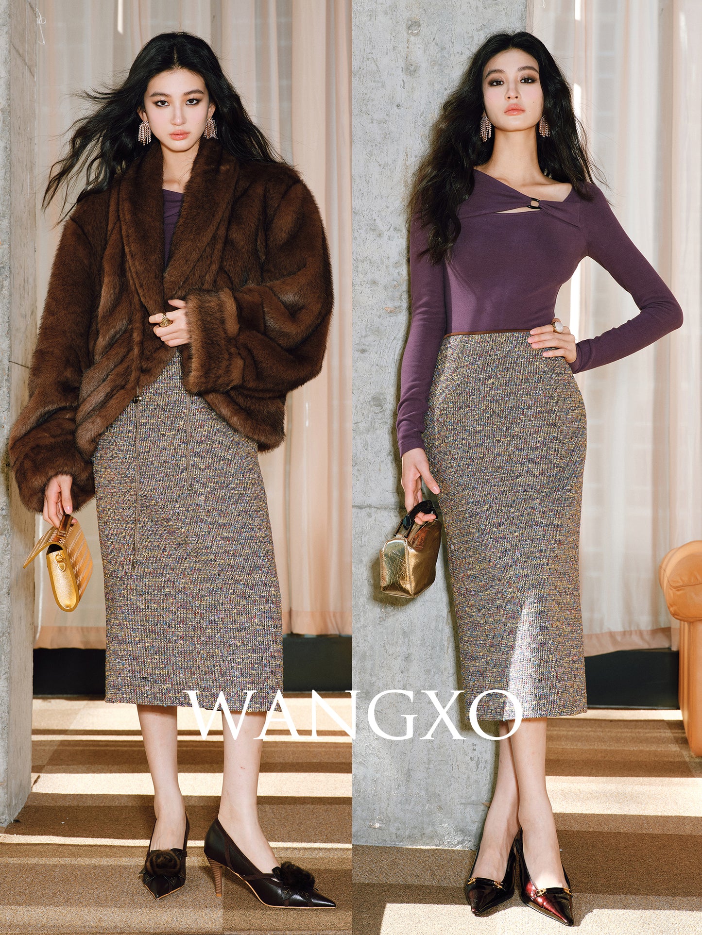 WANGXO | Heavy Industry Woven Colored Treasure Wool Straight Pencil Skirt - ZARA.