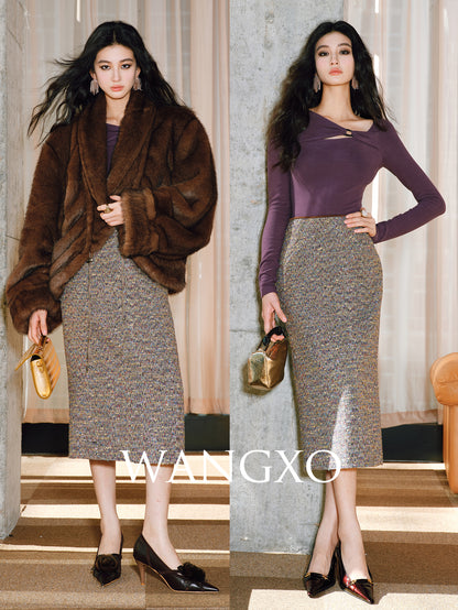 WANGXO | Heavy Industry Woven Colored Treasure Wool Straight Pencil Skirt - ZARA.