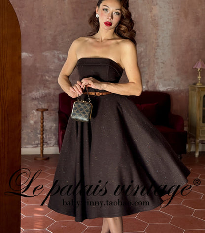 Le Palais Vintage Brown Mink Slim Jacket, Fishbone Skirt-LEE.