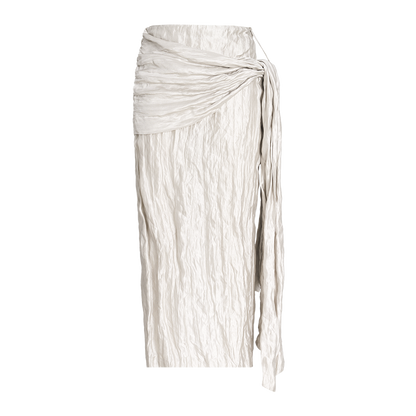 ZHUCHONGYUN crinkled voluminous sleeve top and asymmetrical wrap skirt outfit set-MIERA.