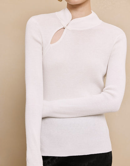 HECO Stand Collar red black white apricot Slim Bottom top Spring - treat.