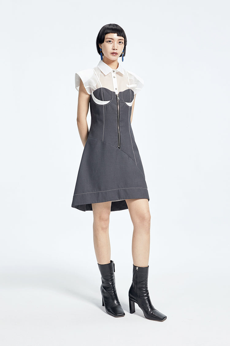 TINY IN bra embellished slip cinched waist slim small sexy dress - CIA