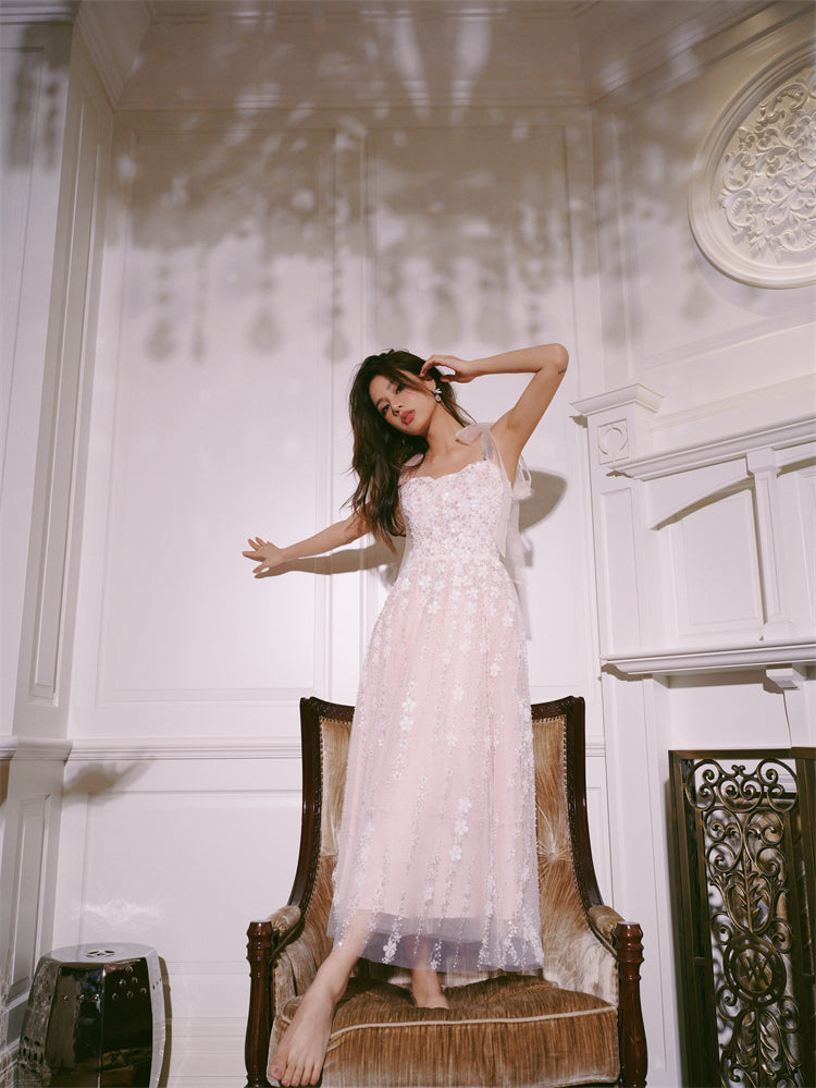 Wardrobes by Chen Luxury Pastel Pink beaded Sleeveless tulle bridal Dress-Khris