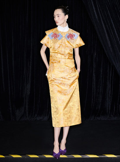 M essential Mackay designer Tan-e jacquard tile beads decorative collar - THANKS.