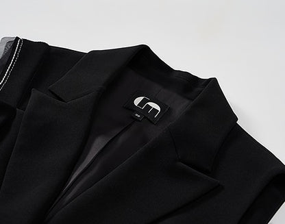 COMME MOI Lu Yan designer's new women's acetate lapel sleeveless slim suit - BROKEN.