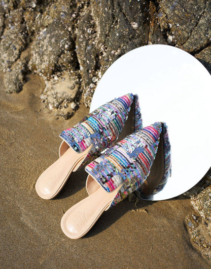 B-FEI dazzling special woven mules sandals-TREKY.