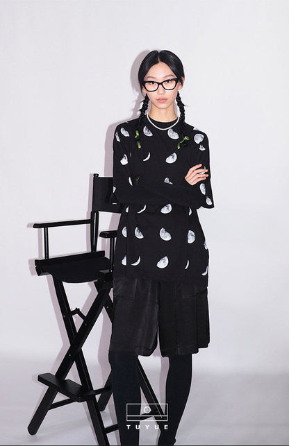 TUYUE Pure Cotton Short Sleeves Moon Print T-Shirt - FERDINAND.
