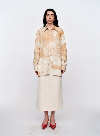 SERRER Marble print design loose-winded long-sleeved shirt - LUCAS.