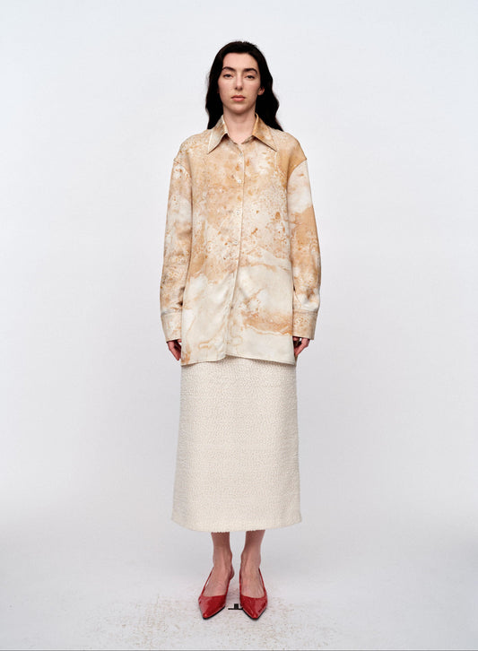 SERRER Marble print design loose-winded long-sleeved shirt - LUCAS.