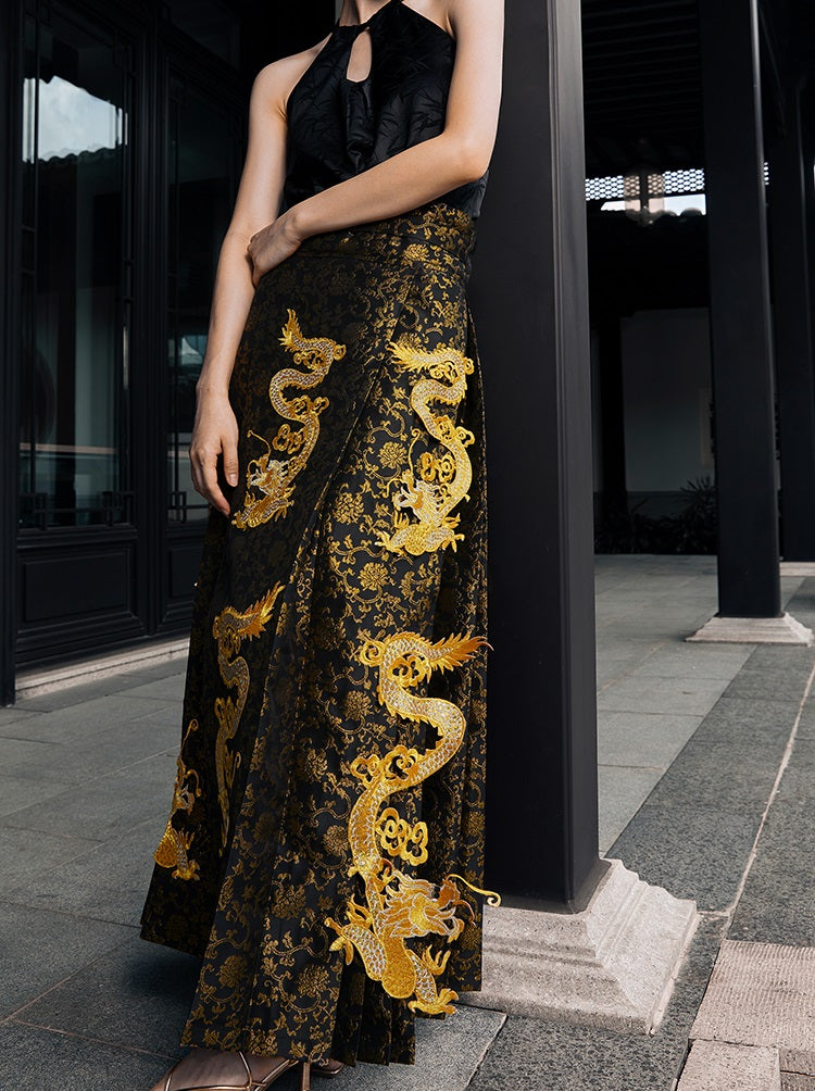 HECO Golden Dragon Year Horse Face High Waisted Skirt - allen.