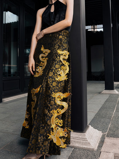 HECO Golden Dragon Year Horse Face High Waisted Skirt - allen.