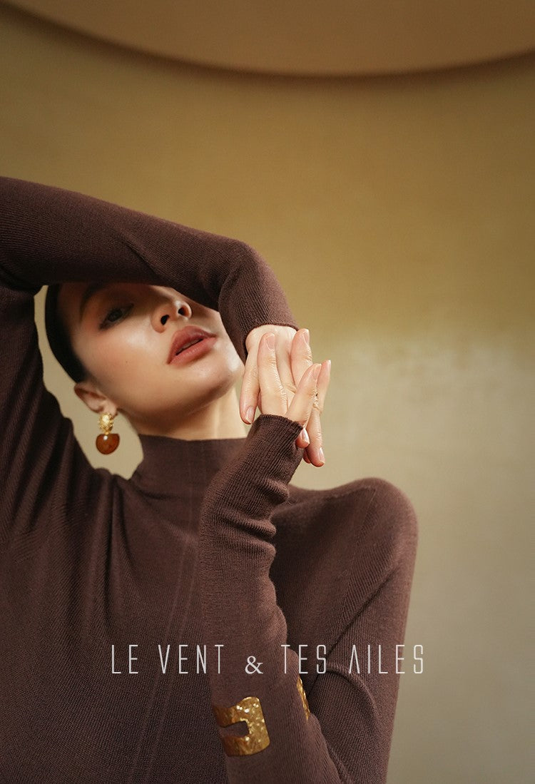 LE VENT&TES AILES seamless Yangtze yarn wool high-neck knit turtle neck-FEY