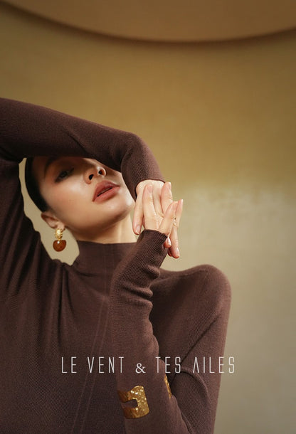 LE VENT&TES AILES seamless Yangtze yarn wool high-neck knit turtle neck-FEY