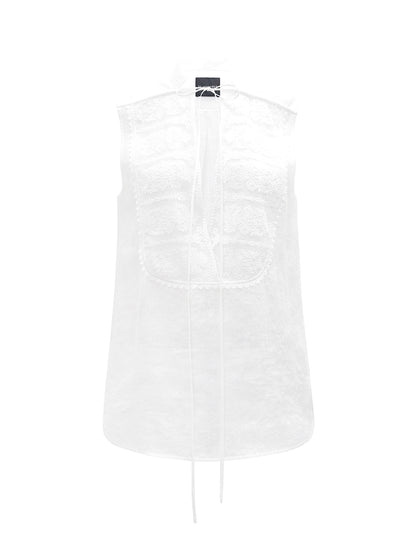 M essential Mackay designer Zen One Linen Lace Lace Sleeveless Top - KENYA.