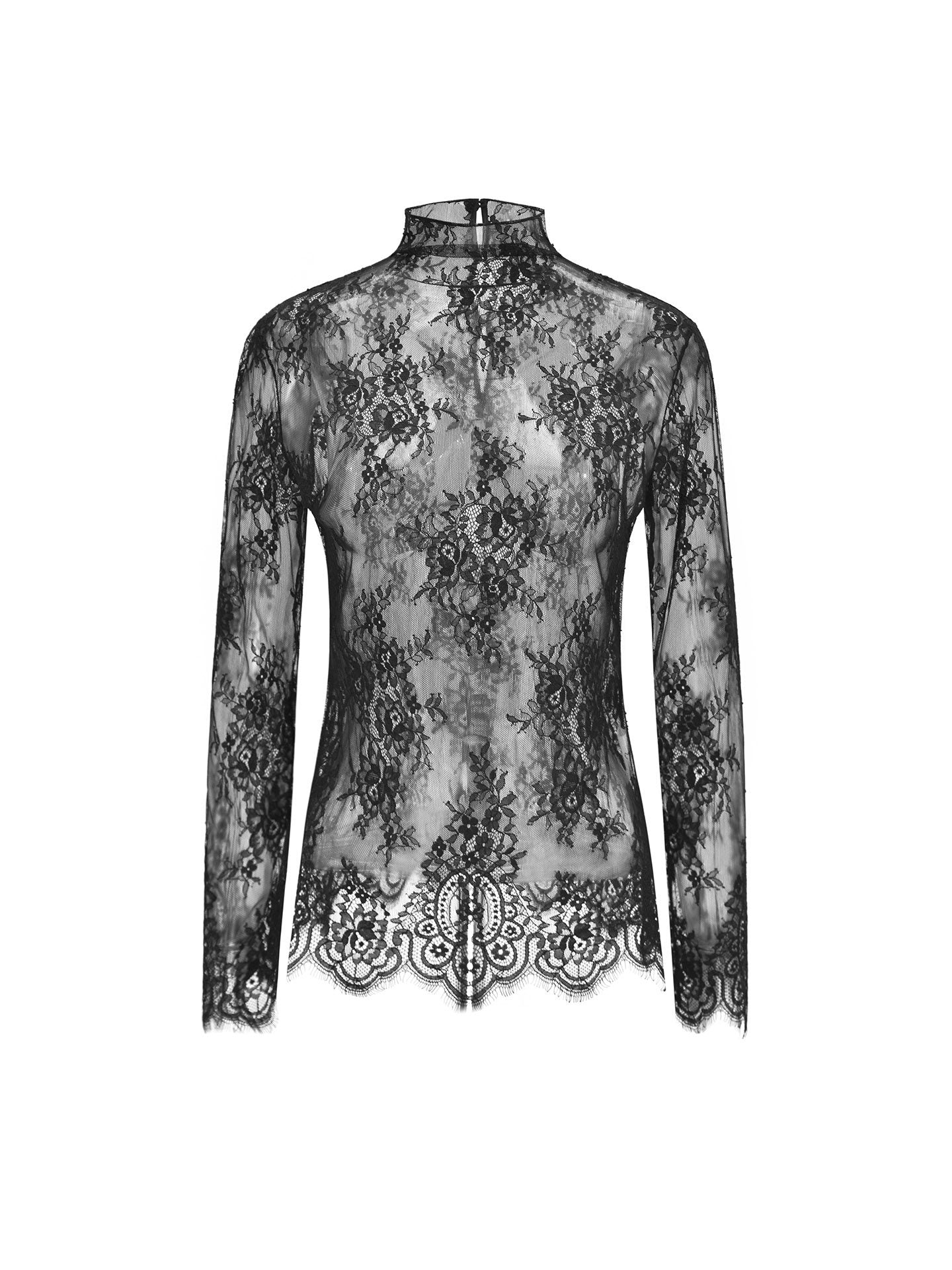 M ESSENTIAL Mackay designer lace long-sleeved top - LIVING