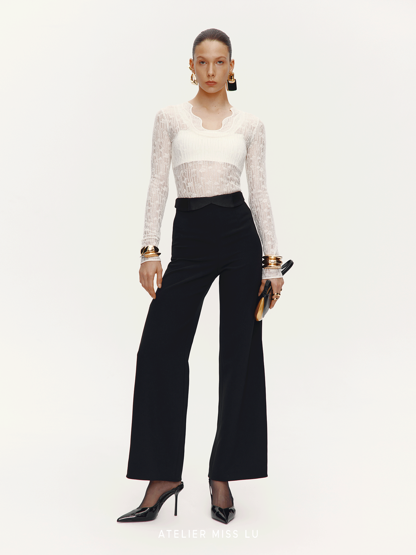 ATELIER MISS LU Fall/Winter Waist Two-Wear Design High-Waist Wide-leg Pants - THEO.