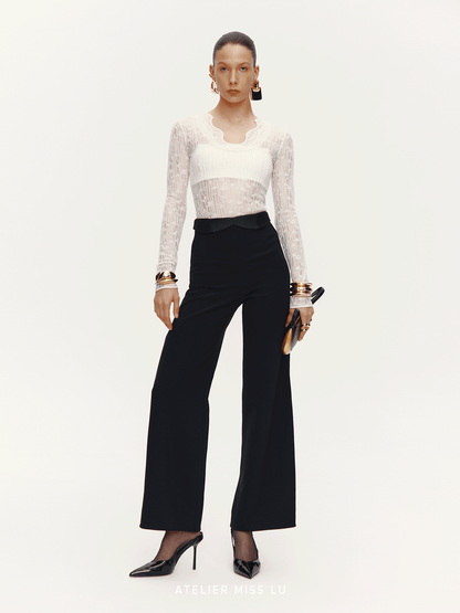 ATELIER MISS LU Fall/Winter Waist Two-Wear Design High-Waist Wide-leg Pants - THEO.