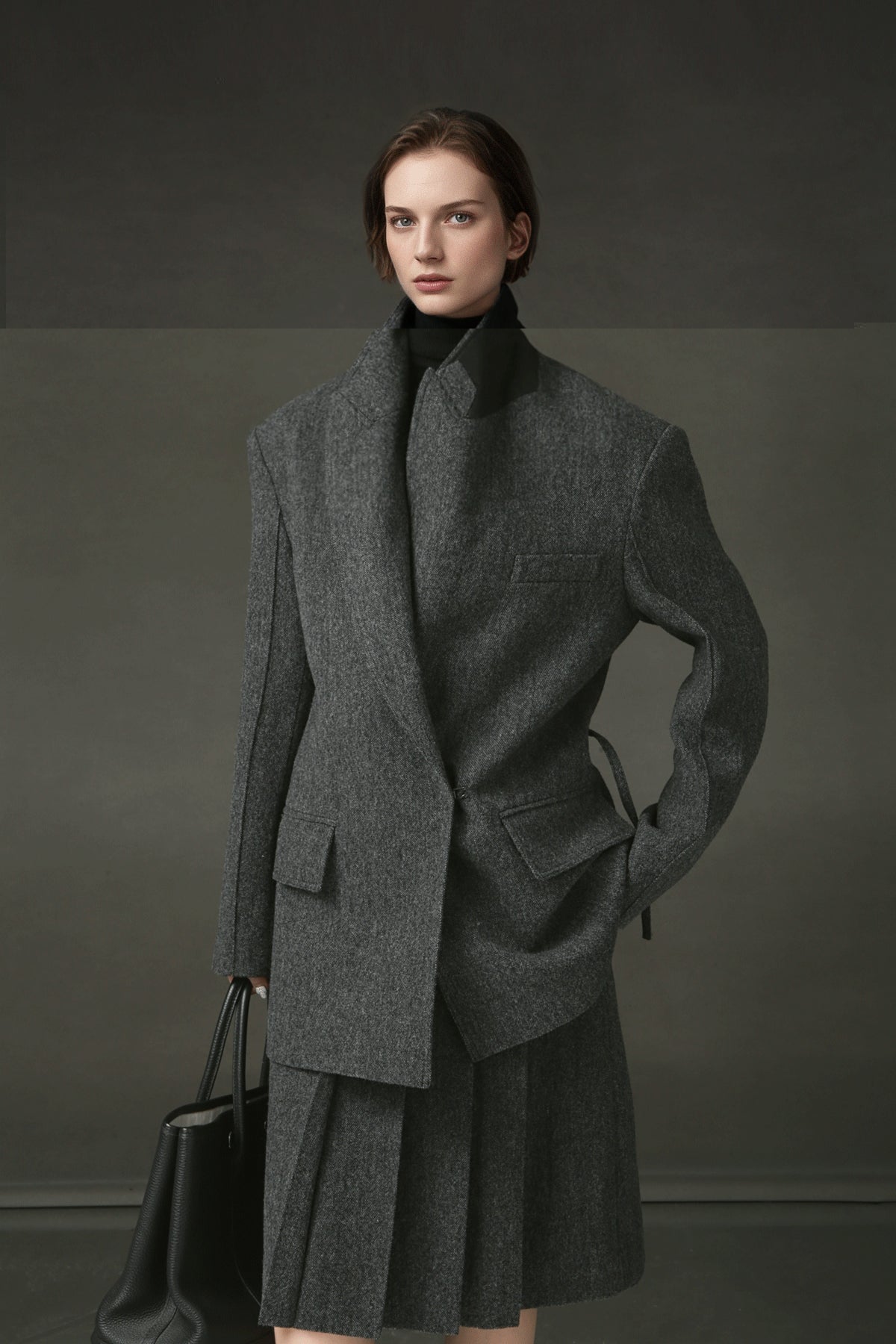 PIAOIN vintage woolen pleated premium skirt-LUCY