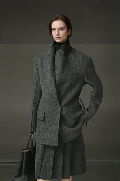 PIAOIN vintage woolen pleated premium skirt-LUCY