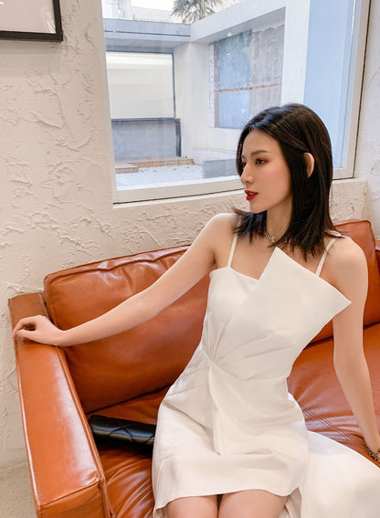 DOLLY Elegant Retro Style Sleeveless Tube Top Long Slit Business Dinner Dress-KIKE