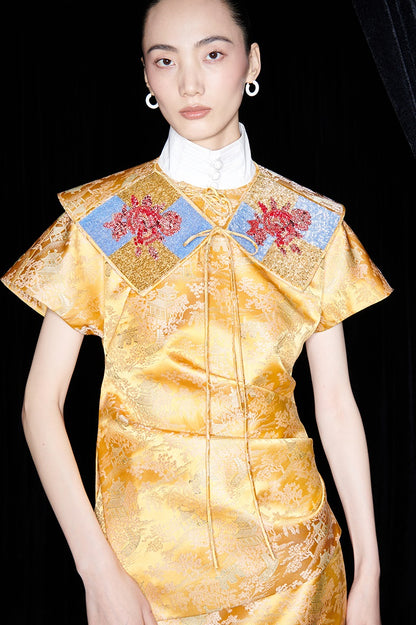 M essential Mackay designer Tan-e jacquard tile beads decorative collar - THANKS.