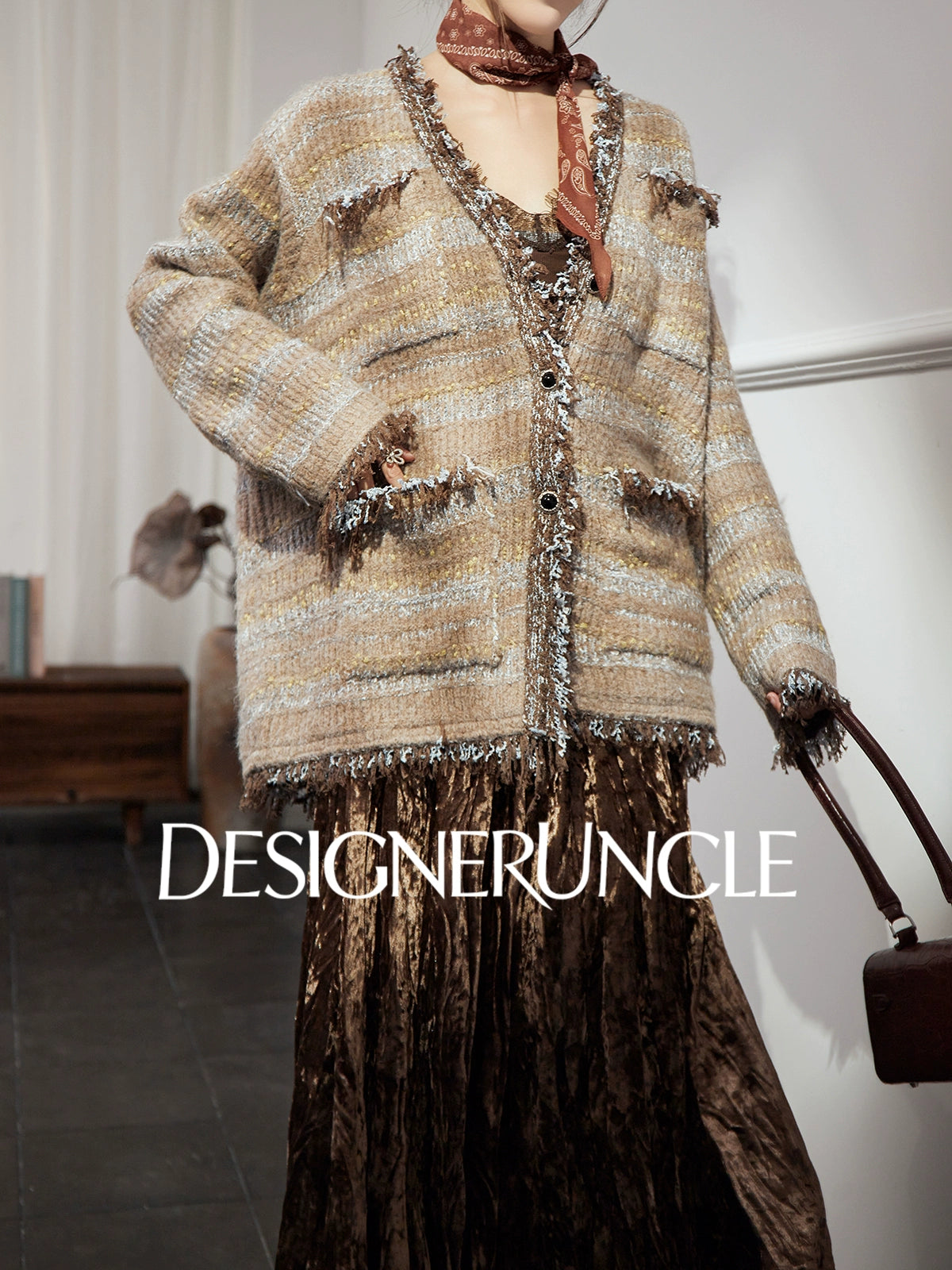 DGU "Twilight" black cardigan lazy style French retro versatile slimming top - DARCY.