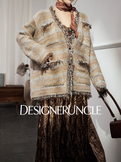 DGU "Twilight" black cardigan lazy style French retro versatile slimming top - DARCY.