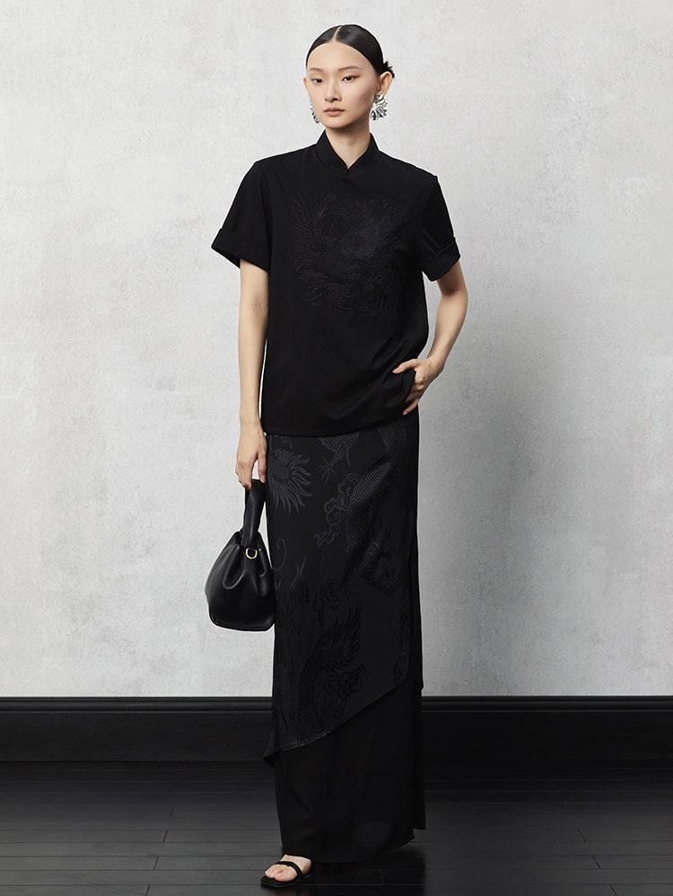 HECO acetate tulle high waisted cascading long skirt summer - lion.