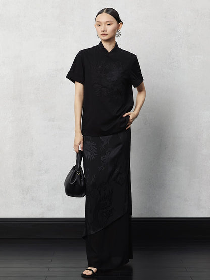 HECO acetate tulle high waisted cascading long skirt summer - lion.