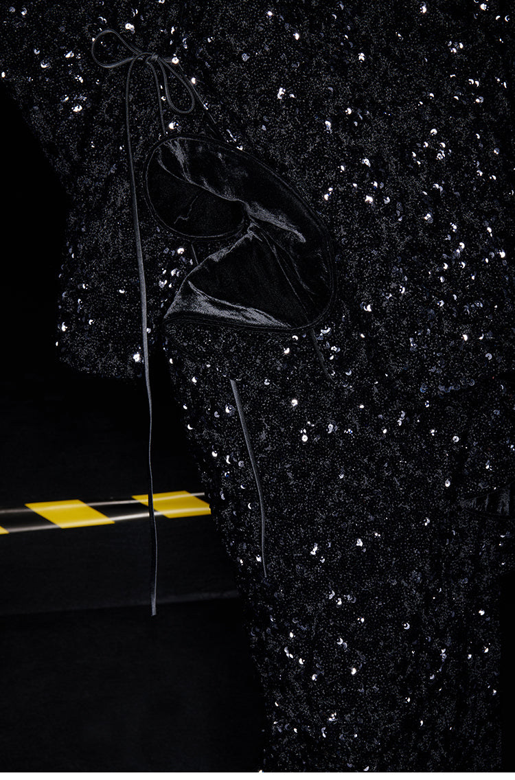 M essential Mackay designer three-dimensional silver orchid catenary beaded jacket - sill.