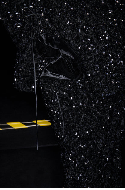 M essential Mackay designer three-dimensional silver orchid catenary beaded jacket - sill.