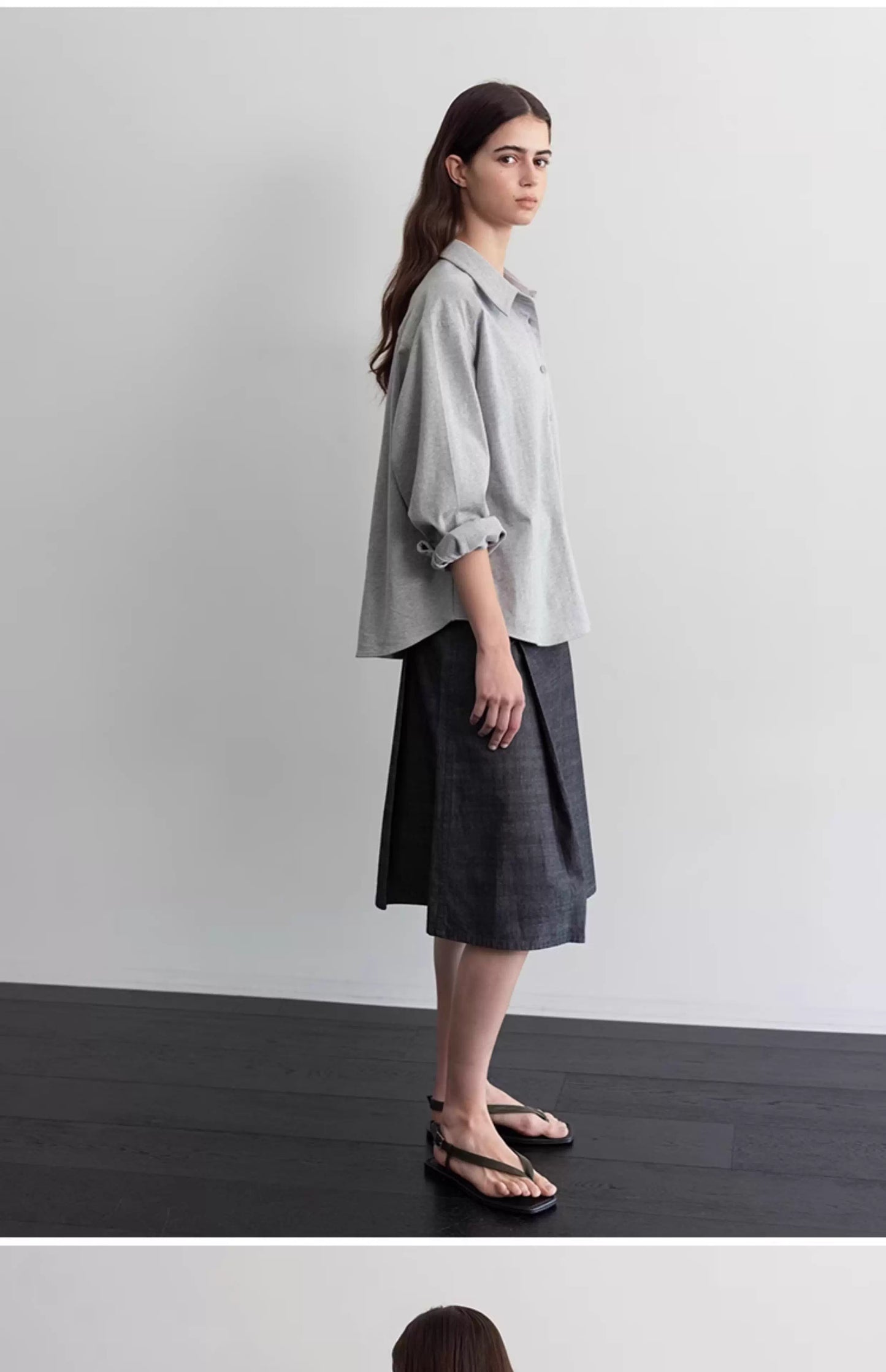 Nothing Written long short sleeve t-shirt cotton shirt-IVY!