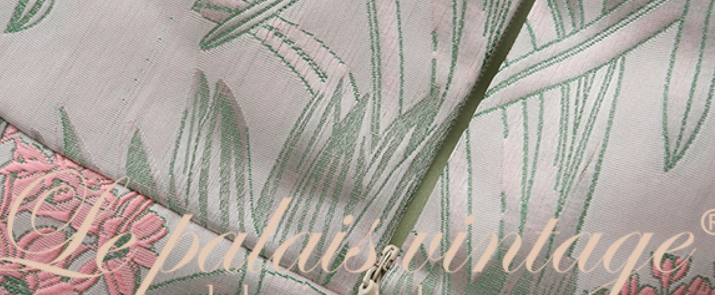 Le Palais Vintage New Chinese Pink Lady Bow Vase Dress-SIA.