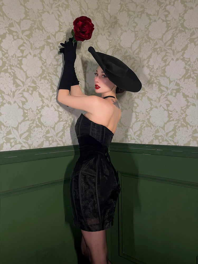 le palais  herringbone hourglass slim-fit organza dress-YEN