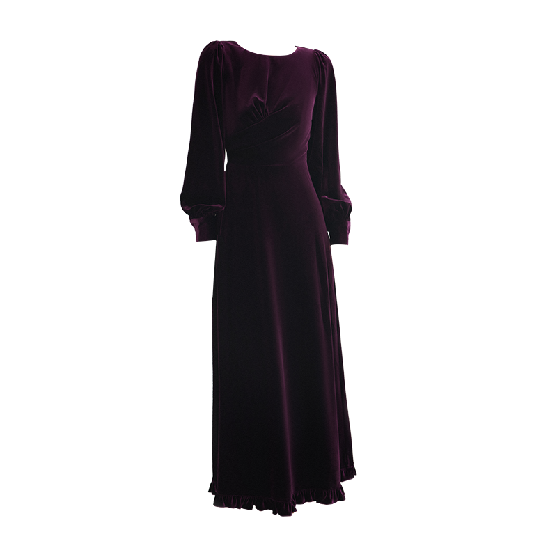 GOUDIN Evening Velvet Long Sleeve Dresses-NEVO.