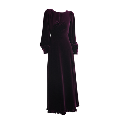 GOUDIN Evening Velvet Long Sleeve Dresses-NEVO.
