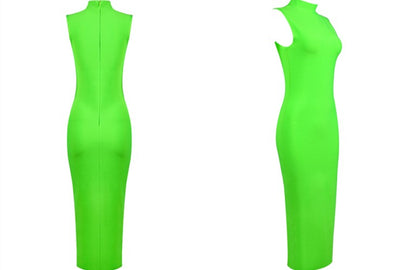 DOLLY High End Stand Collar Sleeveless Slim Fit Bandage Midi Dress-KYA