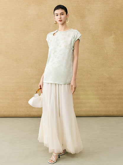 HECO Chinese Acetate Fugui Buckle Short Sleeve T-Shirt - CLOVE.