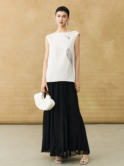 HECO Chinese style crane print top - LIVES.