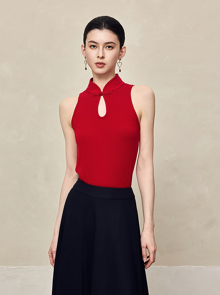 HECO Disc Buckle Knitted Sleeveless Top- ANGLES.