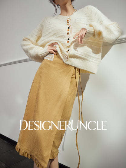 DGU "Golden Diamond" khaki high-waisted slimming commuting high-end skirt - Stephania.