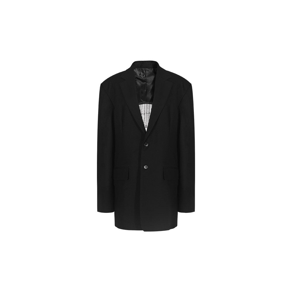 TUYUE Black Open Back Nail Bead Tassel Suit - ASHA.