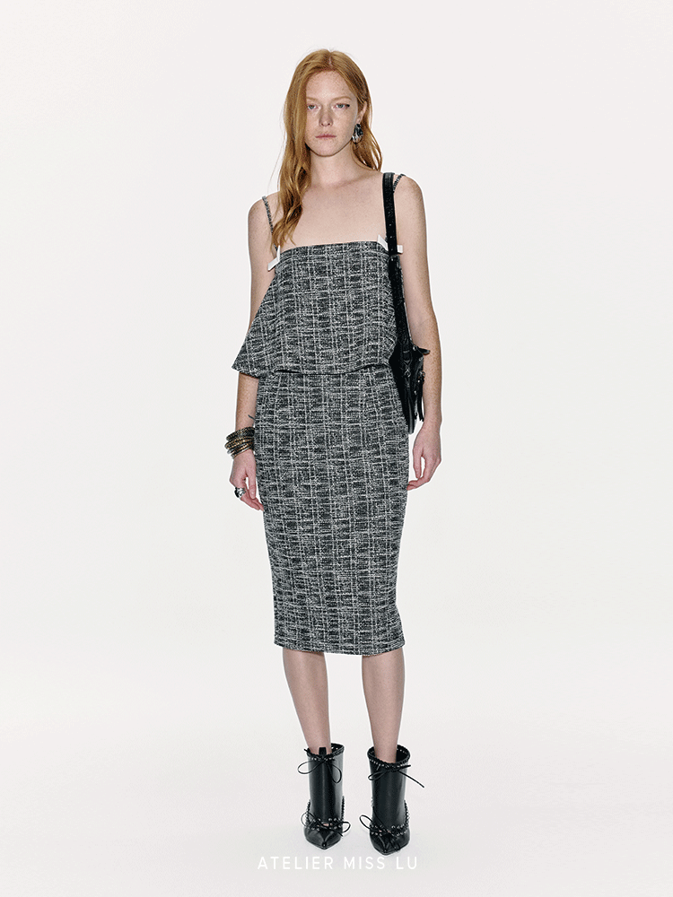 ATELIER MISS LU  Ribbon Silhouette A-line Camisole Top - skims