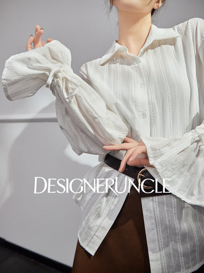 DGU "Hibiscus" white new design loose commuting versatile slimming top - ARCANE.