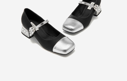 SHOESZOOO Maryjane Leather Square-toe Block Heels - PLIANT.