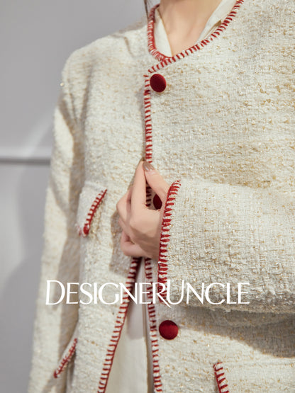 DGU|Off-white woolen jacket fragrance design jacket retro cropped top - SUDDEN.