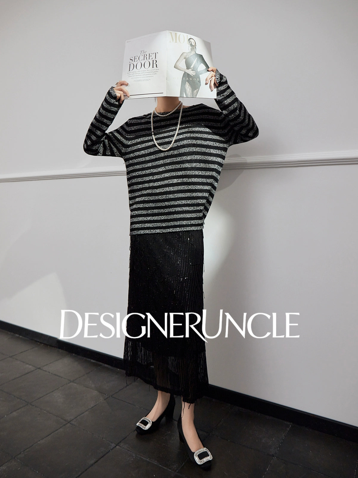 DGU "Ink Sequence" black and gray wool knitted sweater - DREAM.