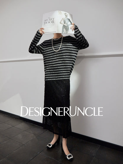 DGU "Ink Sequence" black and gray wool knitted sweater - DREAM.