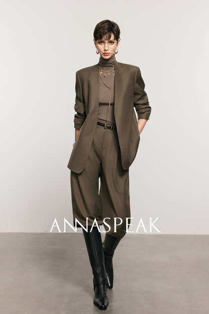 ANNASPEAK Worsted Wool Flannel Suit Vest Pants Set-OSAR.