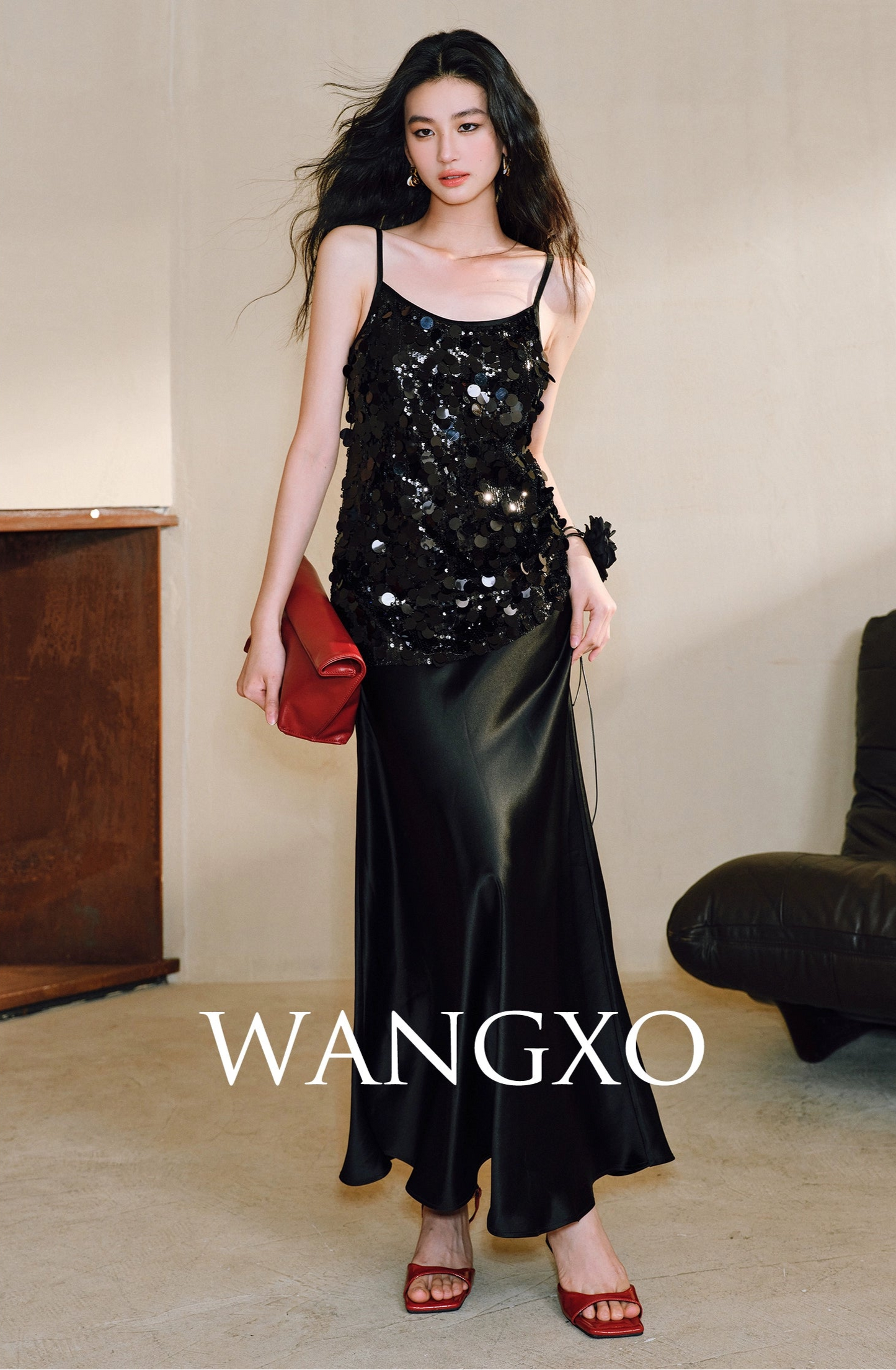 WANGXO Mirage Sundress Heavy Industry Double-Sided Satin Pleats Two-Piece - KIRAN